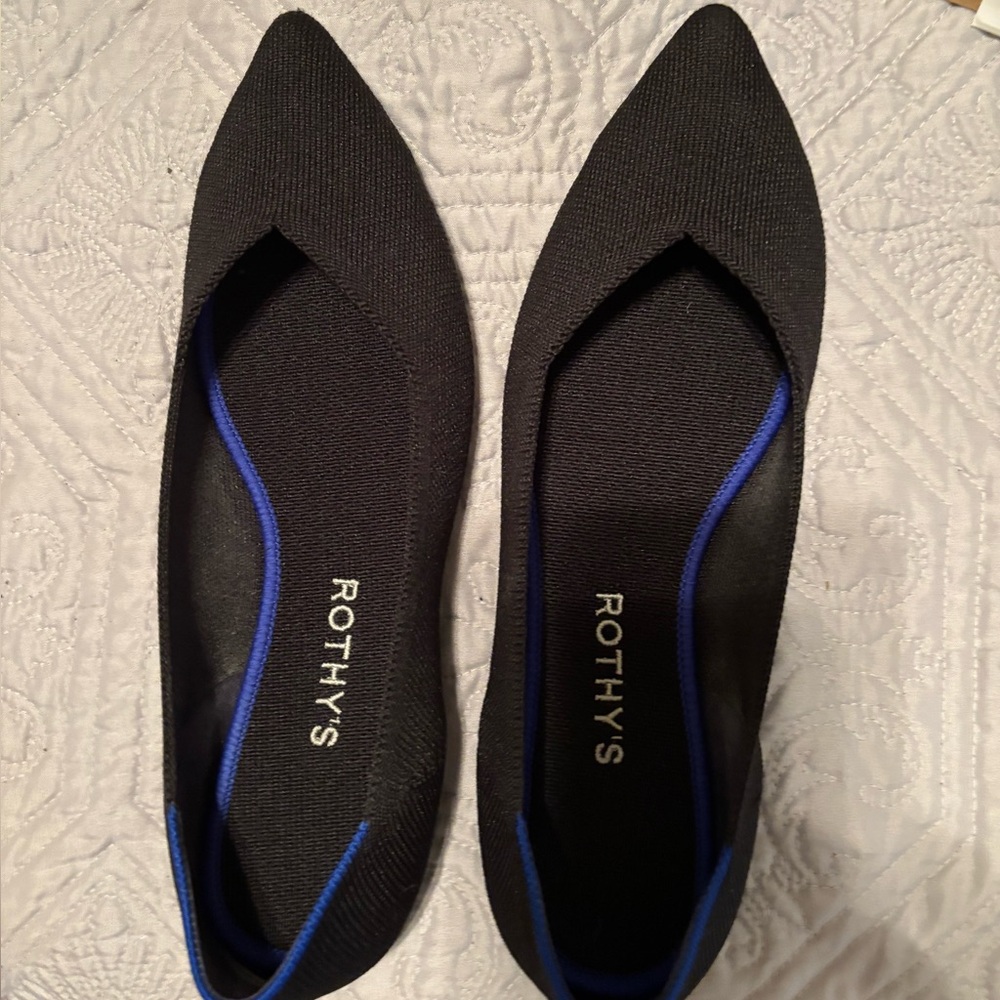 Rothy's Shoes Women's Black  Ballet Pointed Toe Flats Sz 9